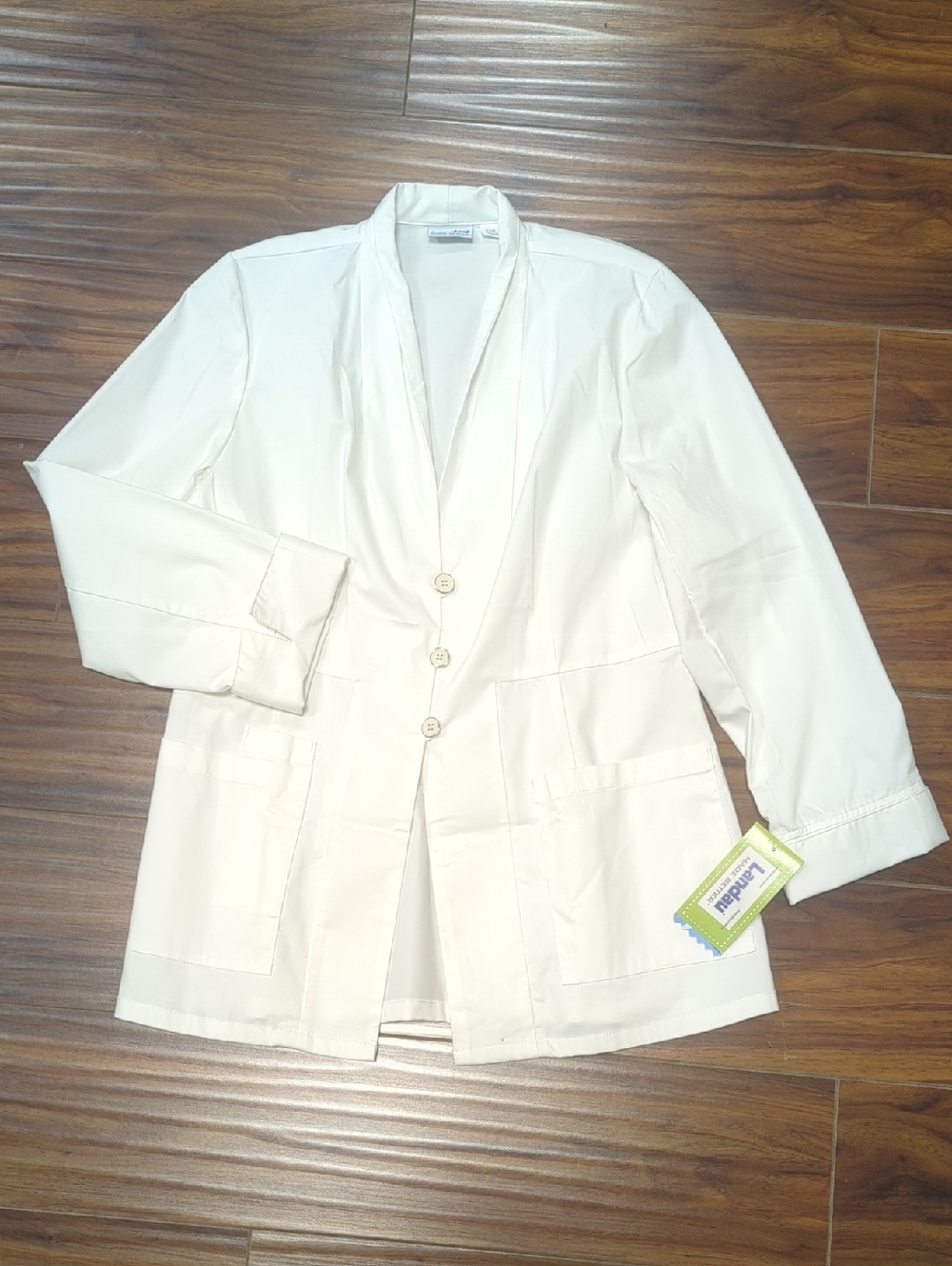 Landau White Women's Medical Jacket with Button Front